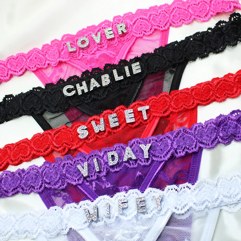 Custom Name Lace Thongs – Personalized G-String Lingerie for Women