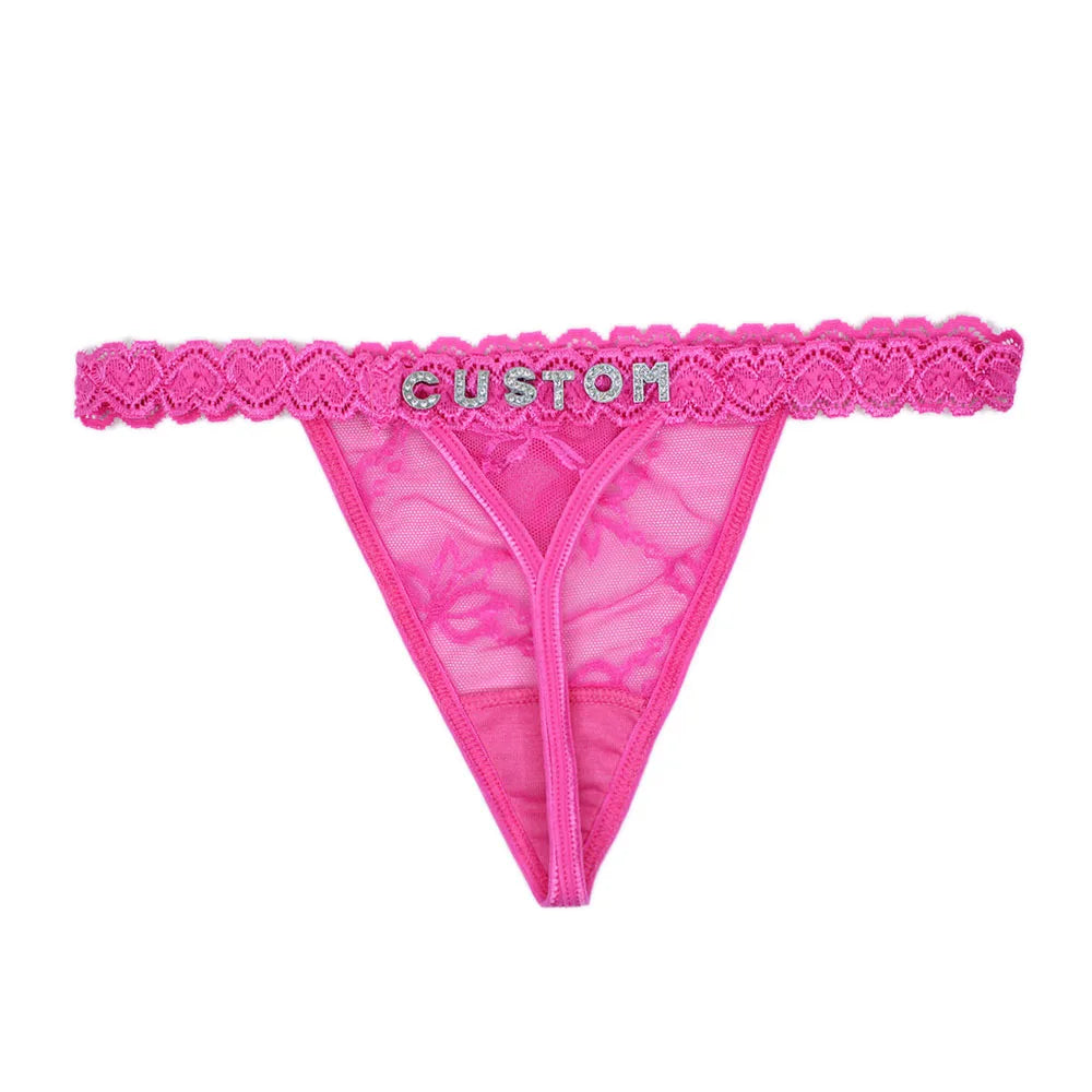Custom Name Lace Thongs – Personalized G-String Lingerie for Women
