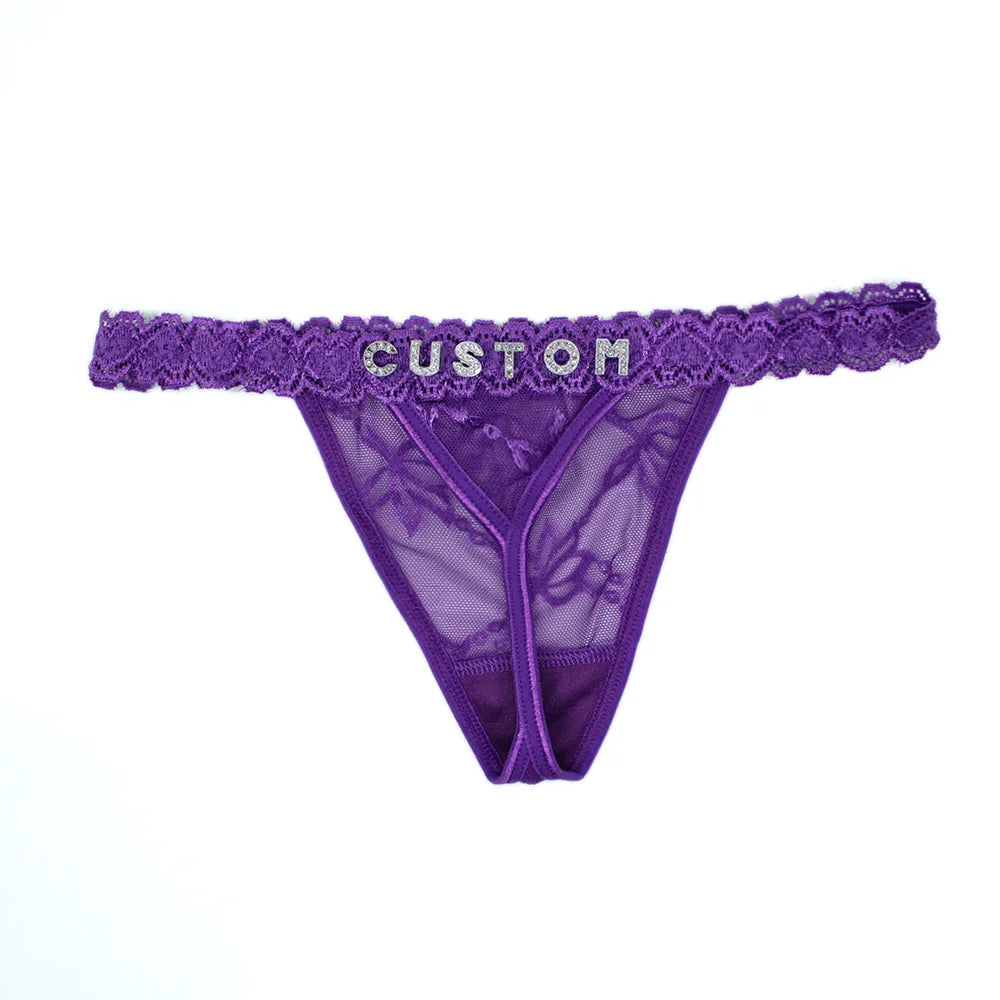 Custom Name Lace Thongs – Personalized G-String Lingerie for Women