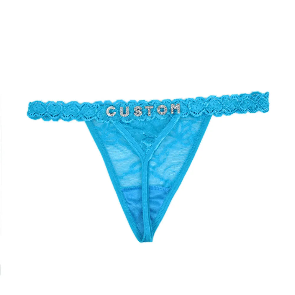 Custom Name Lace Thongs – Personalized G-String Lingerie for Women