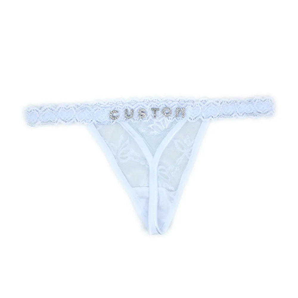Custom Name Lace Thongs – Personalized G-String Lingerie for Women