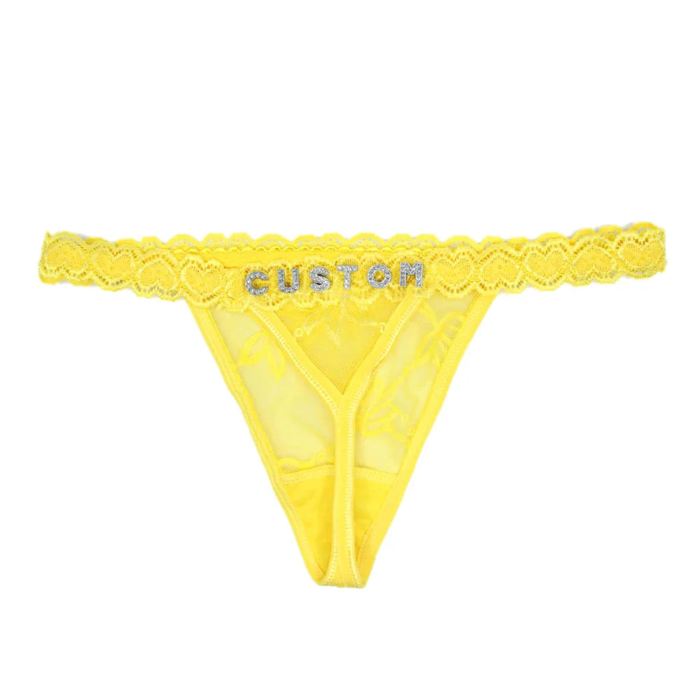 Custom Name Lace Thongs – Personalized G-String Lingerie for Women