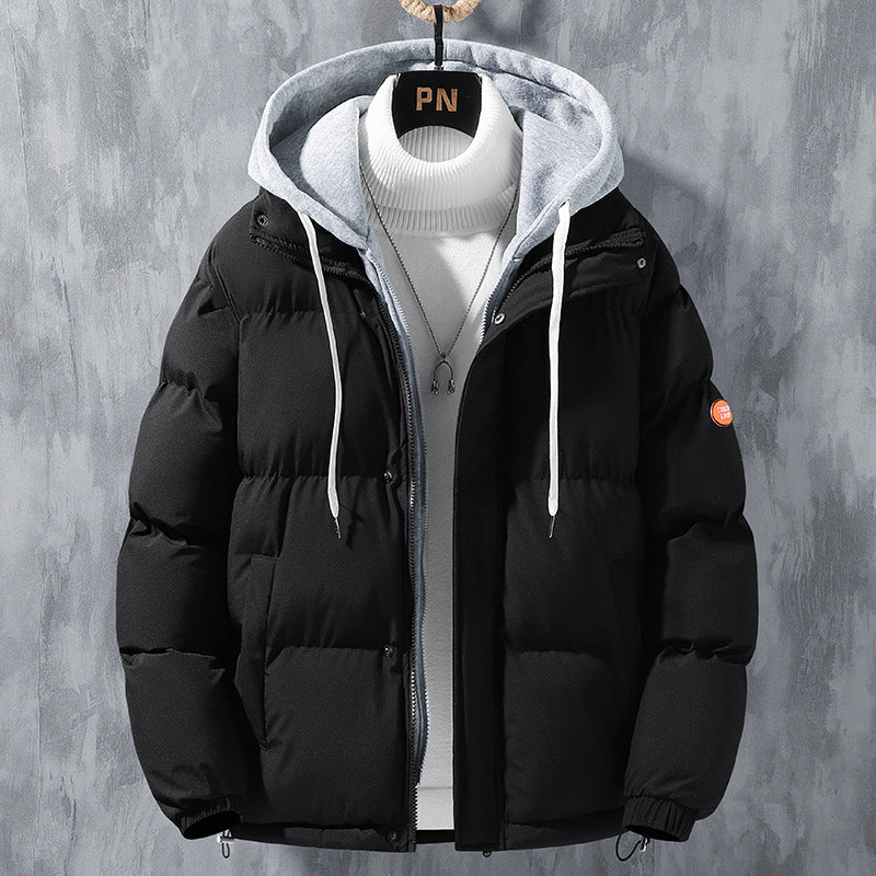 Men's Winter Hooded Jacket – Windproof & Thickened Two-in-One Coat