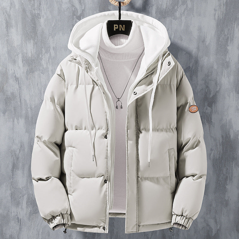 Men's Winter Hooded Jacket – Windproof & Thickened Two-in-One Coat