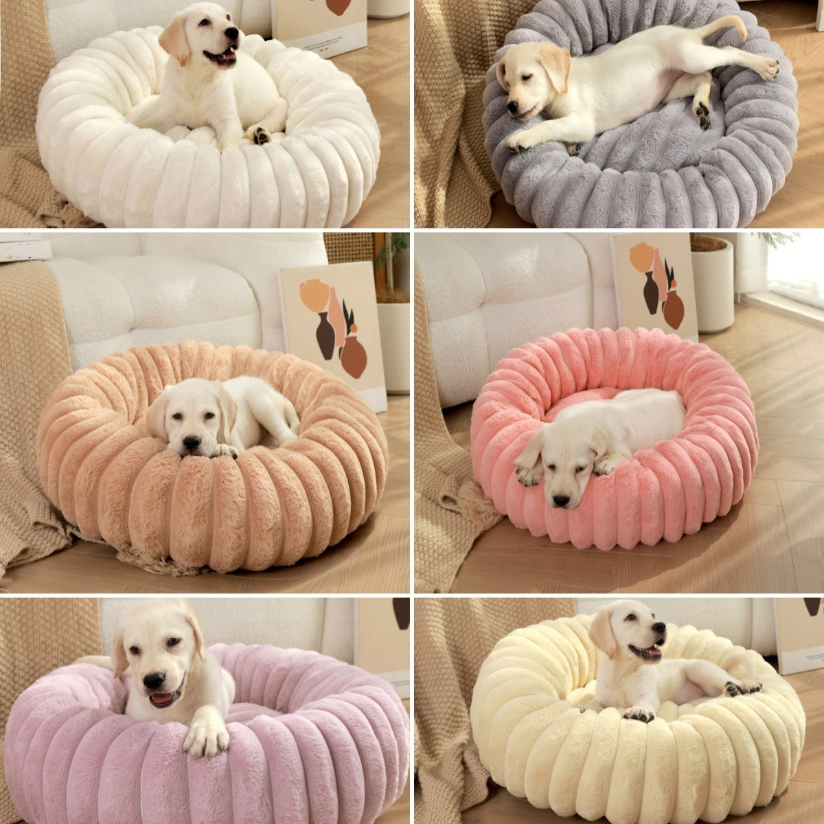 Plush Round Pet Bed – Warm & Soft Kennel for Cats and Dogs