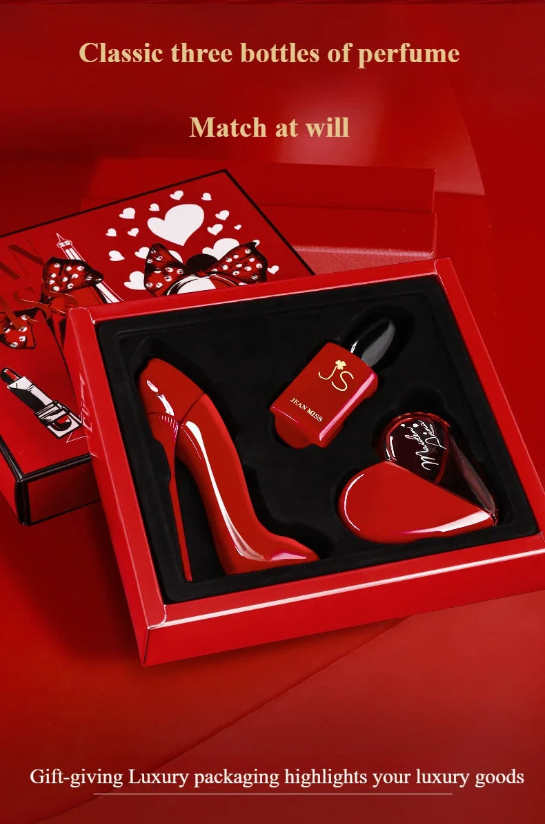 Women Perfume Red High-heel Gift Box 3pcs Set Floral