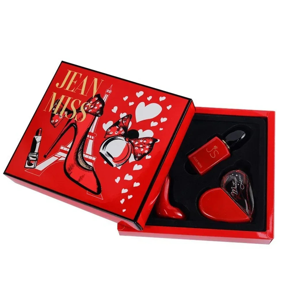 Women Perfume Red High-heel Gift Box 3pcs Set Floral