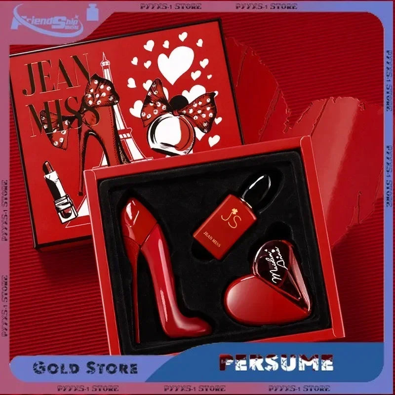 Women Perfume Red High-heel Gift Box 3pcs Set Floral