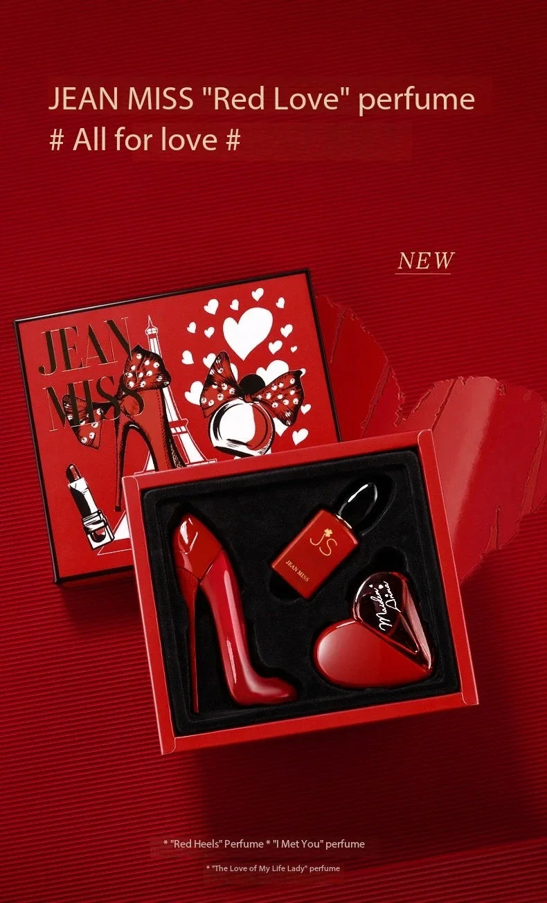 Women Perfume Red High-heel Gift Box 3pcs Set Floral