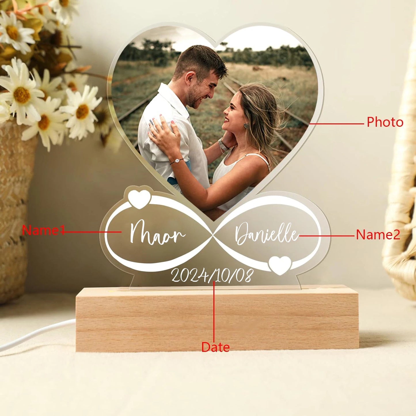 Personalized Anniversary Gift – Custom Photo Love Frame & Acrylic Plaque