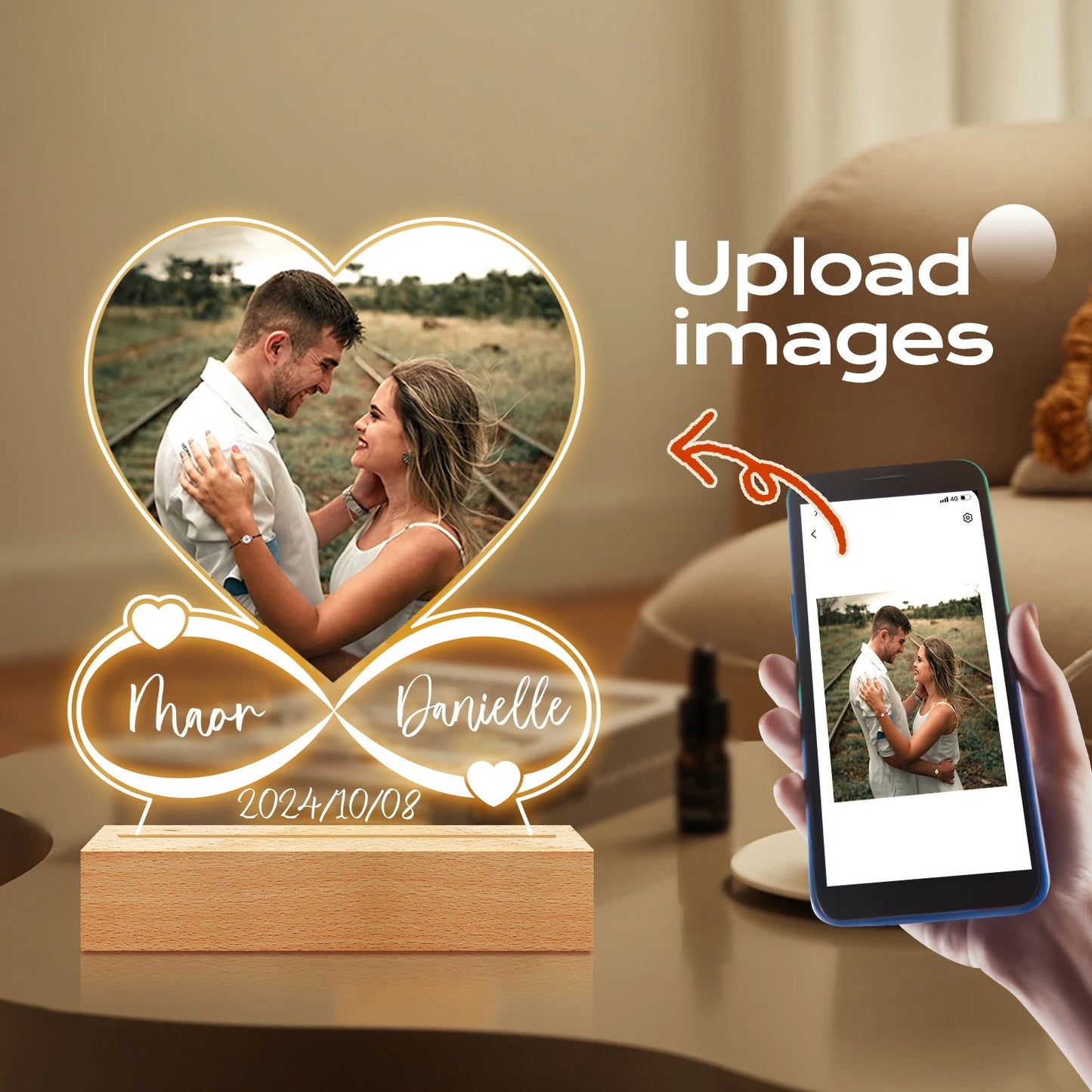 Personalized Anniversary Gift – Custom Photo Love Frame & Acrylic Plaque