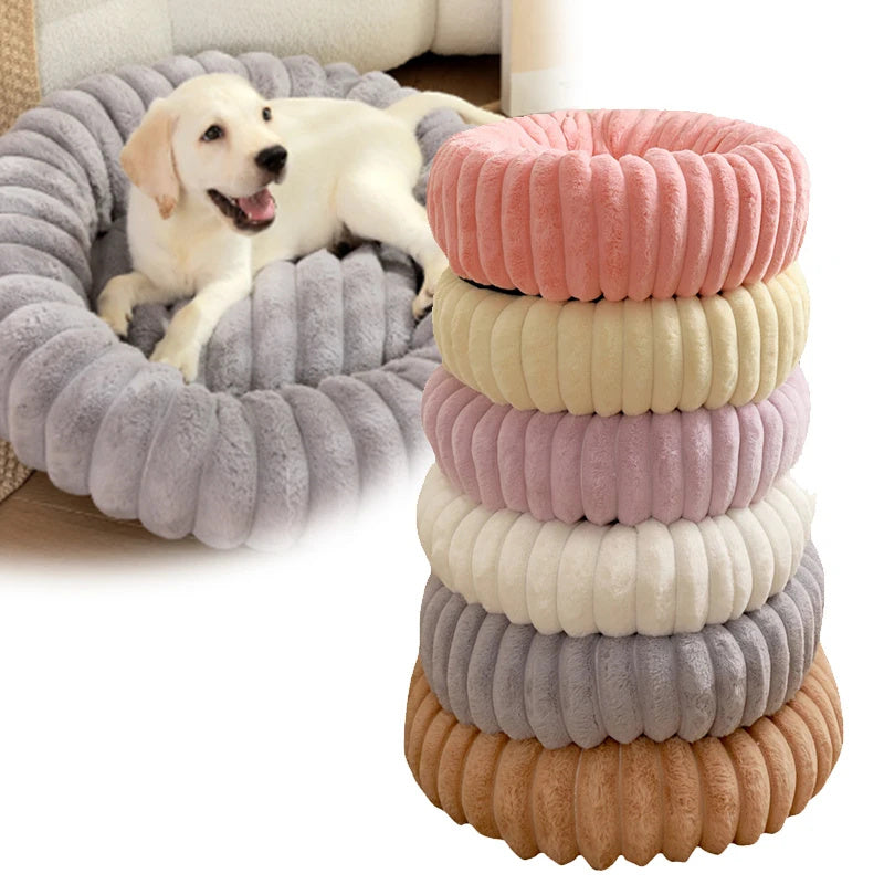 Plush Round Pet Bed – Warm & Soft Kennel for Cats and Dogs